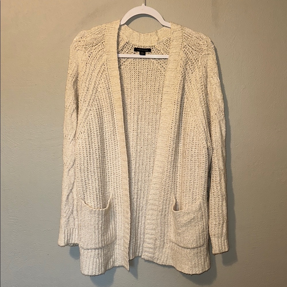 American Eagle Outfitters Cream Cable Knit Cardigan